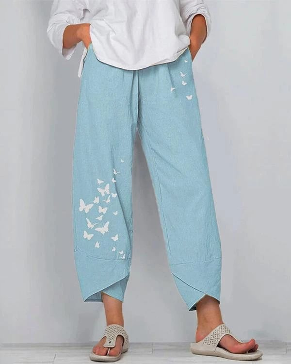 women linen shift casual printed floral pants p256667
