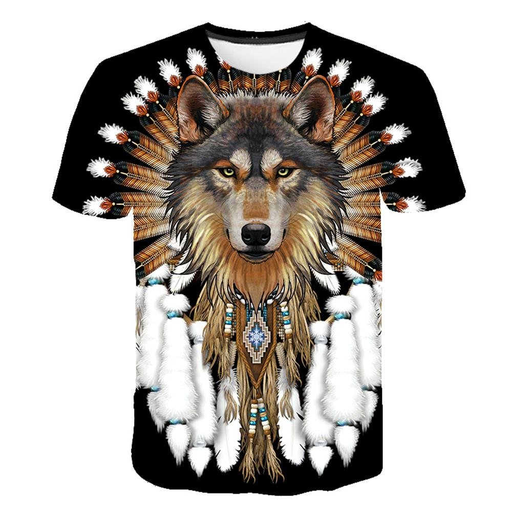 3D Graphic Short Sleeve Shirts Wolf King