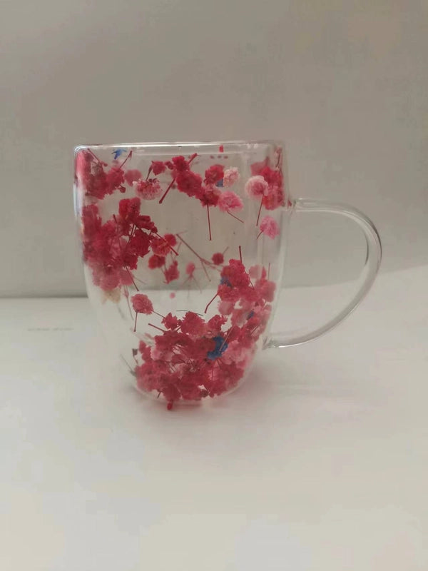 Double-layer Glass Quicksand Flower Cup Borosilicate Glass Double-layer Cup Breakfast Milk Coffee Cup Household Drinking Cup