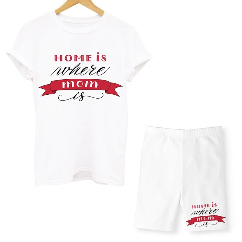 Women Two Piece Set Super Mom Tshirts & Shorts Set Summer Short Sleeve Jogging Biker Shorts Sexy Outfit For Woman Track Suit