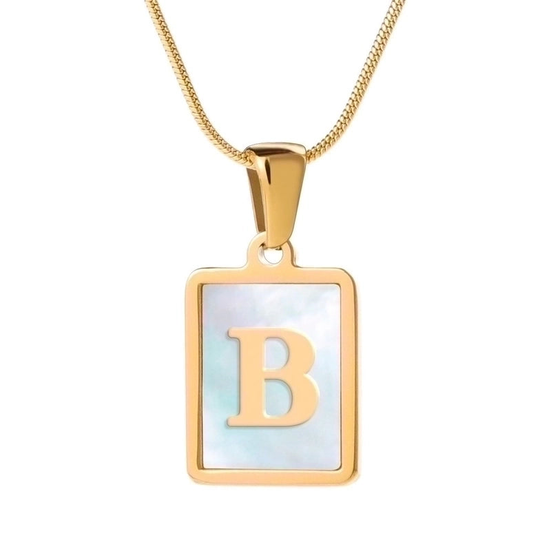 Stainless Steel 18K Gold Plated Casual Commute Plating Inlay Letter Shell Pendant Necklace
