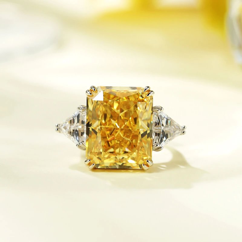 100% 925 Sterling Silver Yellow Pink 13*16mm Ice Flower Cut  High Carbon Diamond Rings For women Sparkling Fine Jewelry  007