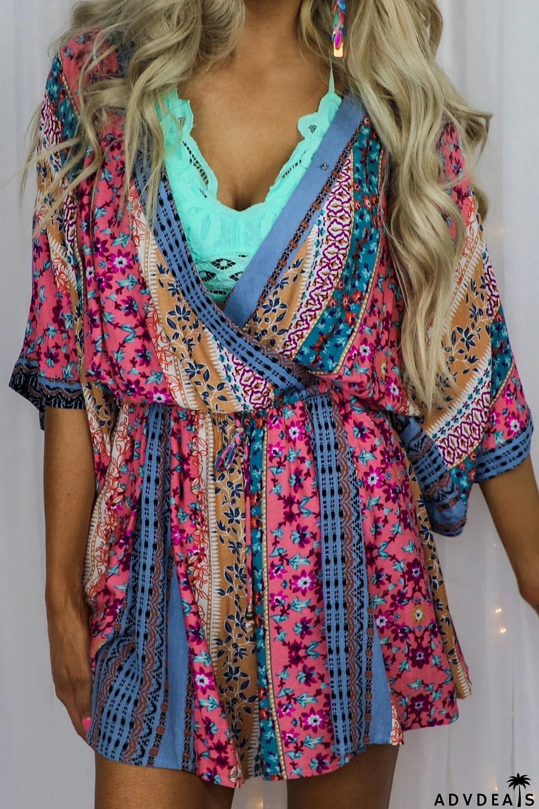 Floral Mix Kimono Sleeve Romper