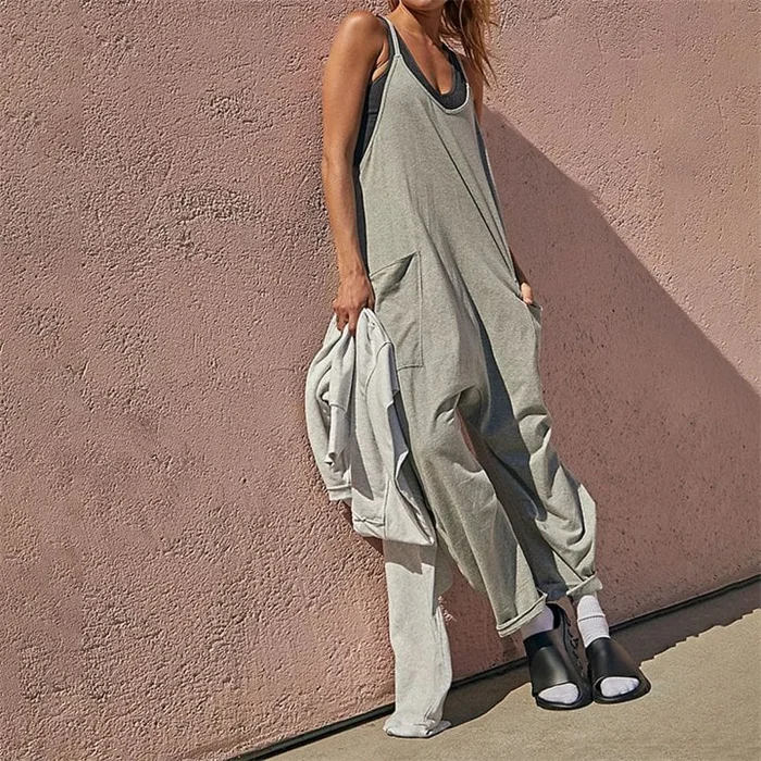 Wide Leg Jumpsuit with Pockets (Buy 2 Free Shipping)