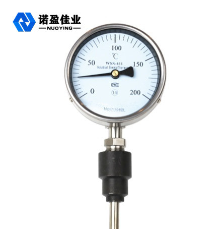 Hydraulic Oil SS Bimetallic Dial Thermometer 150mm Thread Connection 0