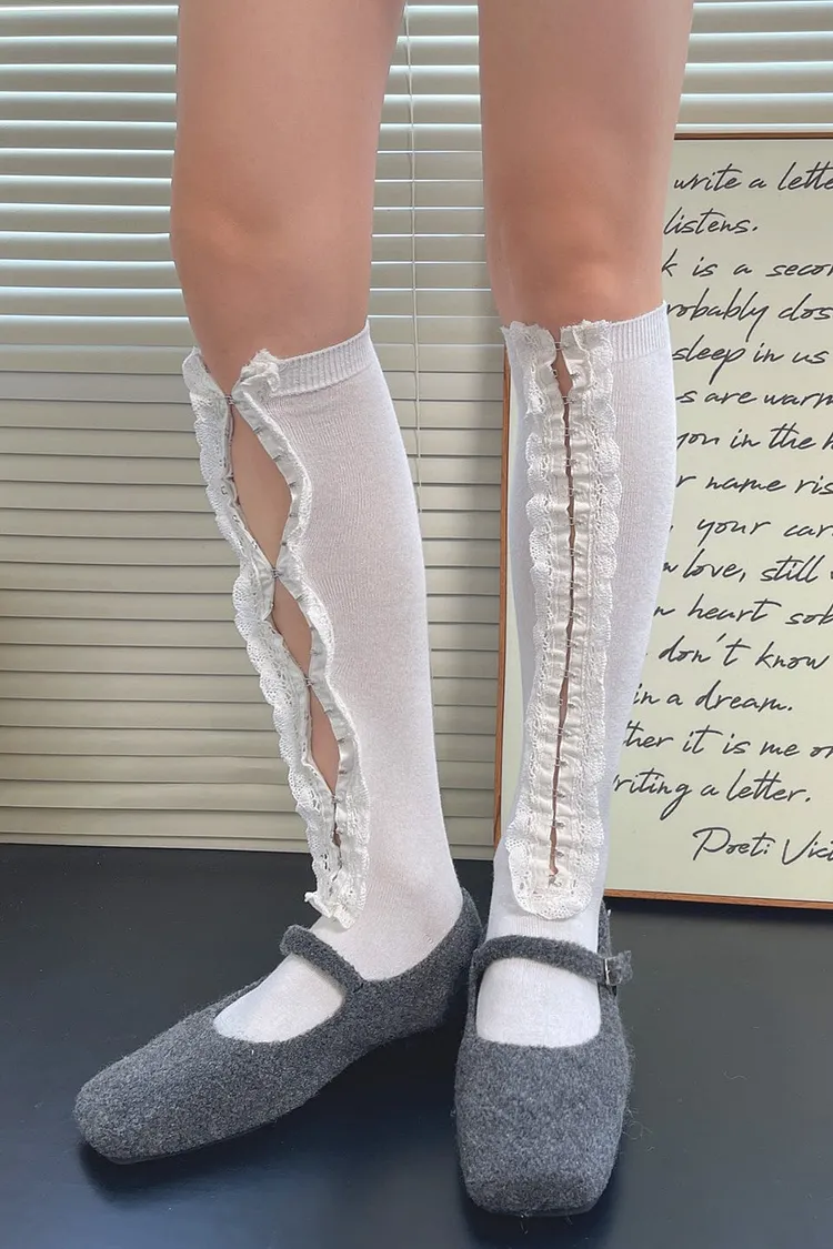 Cute Y2K Cutout Lingerie Clip Thigh Socks