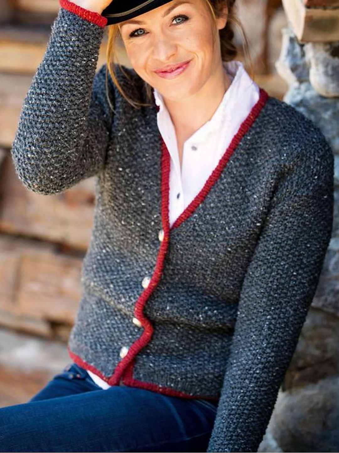 Gray Long Sleeve V Neck Sweater