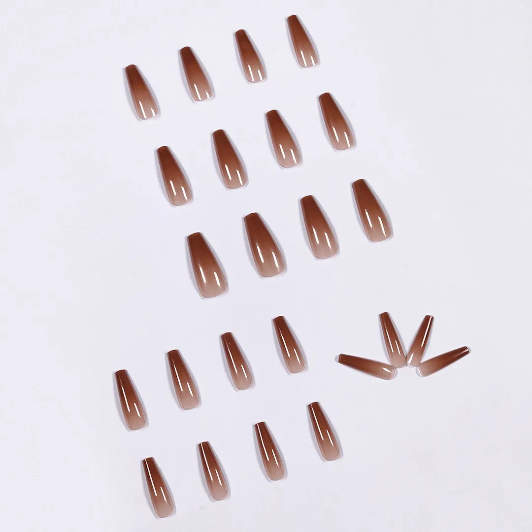 24pcs Long Ballet Fake Nails Full cover Fake Nails Glue DIY Manicure Nail Art Tools-Nail Inspo