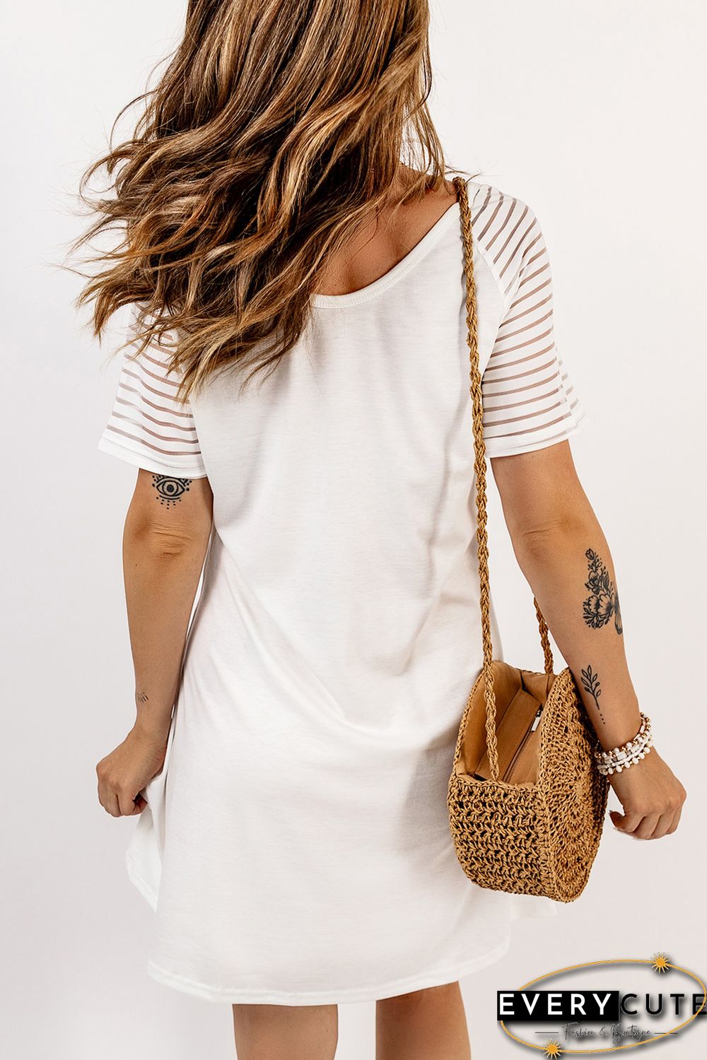White LAND OF THE FREE BECAUSE OF THE BRAVE Graphic T-shirt Dress