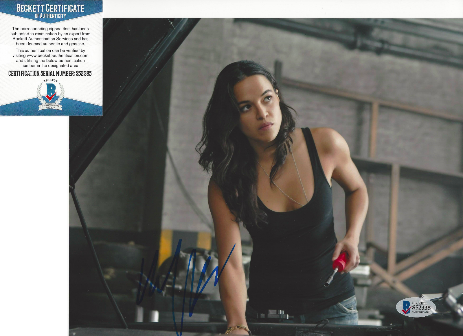 MICHELLE RODRIGUEZ SIGNED 'FAST & THE FURIOUS' 8x10 MOVIE Photo Poster painting BECKETT BAS COA!