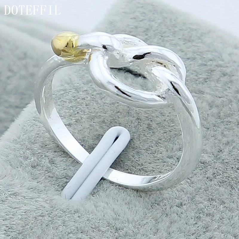 DOTEFFIL 925 Sterling Silver Twine Gold Beads Ring For Women Jewelry