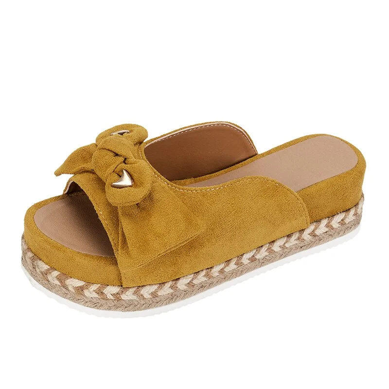 Qengg Women Woven Thick Sole Slippers Soft Stitching Ladies Sandals Comfortable Flat Sandals Women Open Toe Beach Shoes Woman Footwear