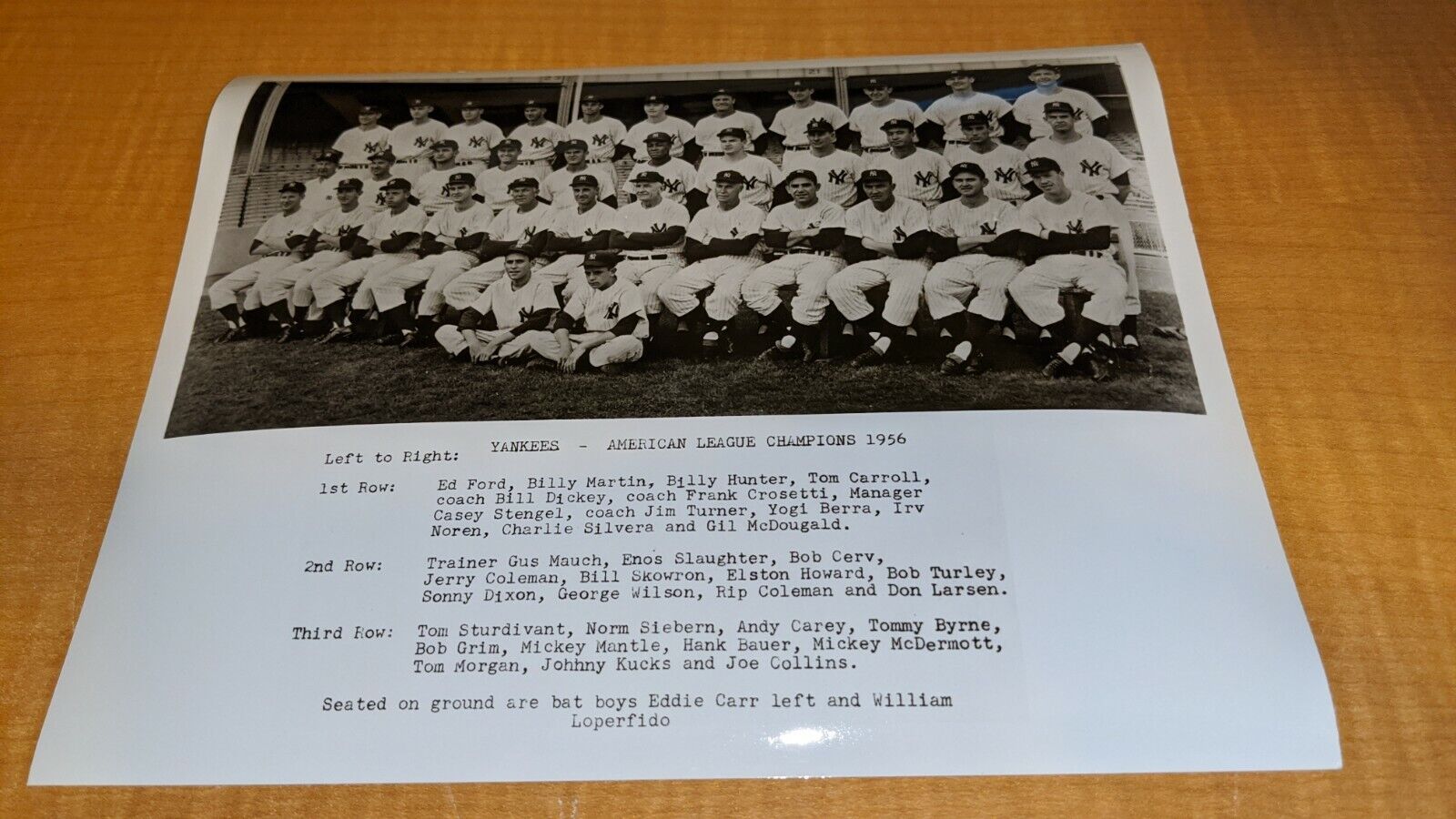 1956 World Champions New York Yankees Team Photo Poster painting Mickey Mantle