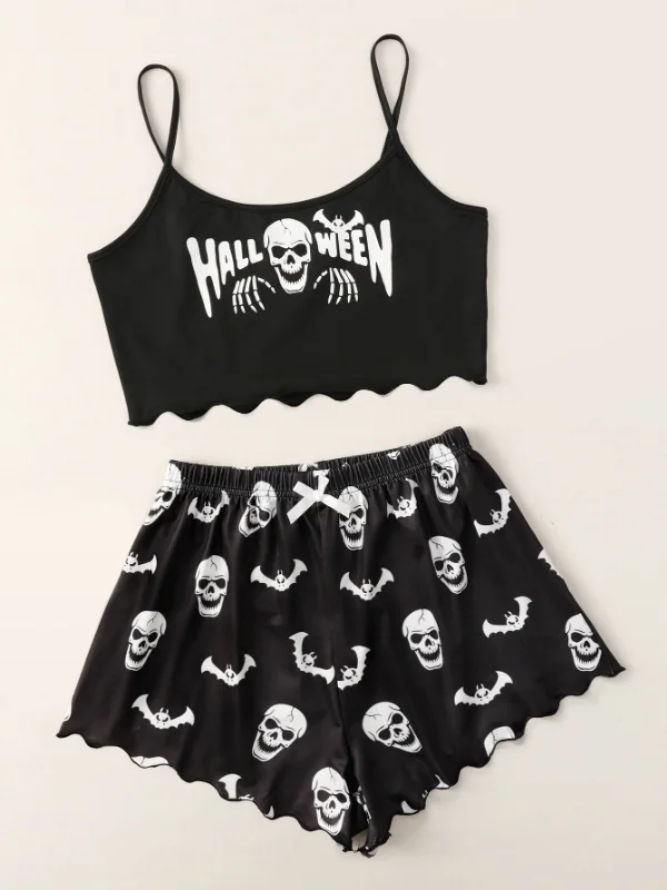 Halloween Skull & Bat Graphic Printed Sets