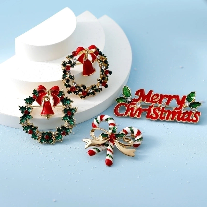 Minimalist Letter Wreath Alloy Inlay Rhinestones Women's Brooches