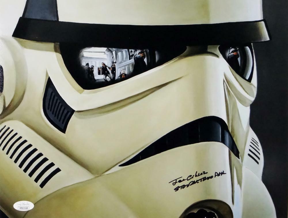 Joe Gibson Autographed 11x14 Mask Close Up Photo Poster painting w/ Stormtrooper-JSA Auth *Black