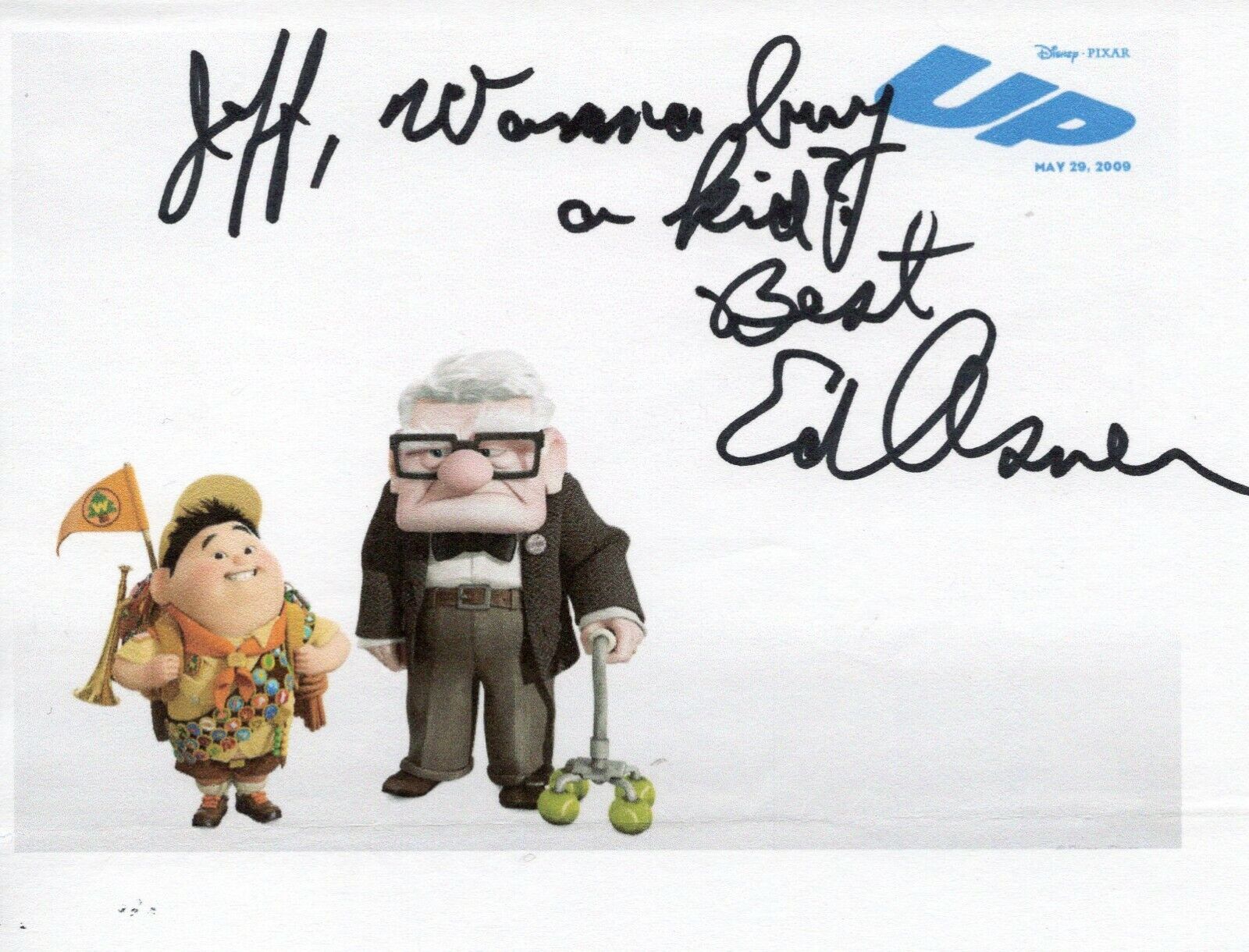 Ed Asner Up Movie Original Autographed 4x6 in Paper as pictured