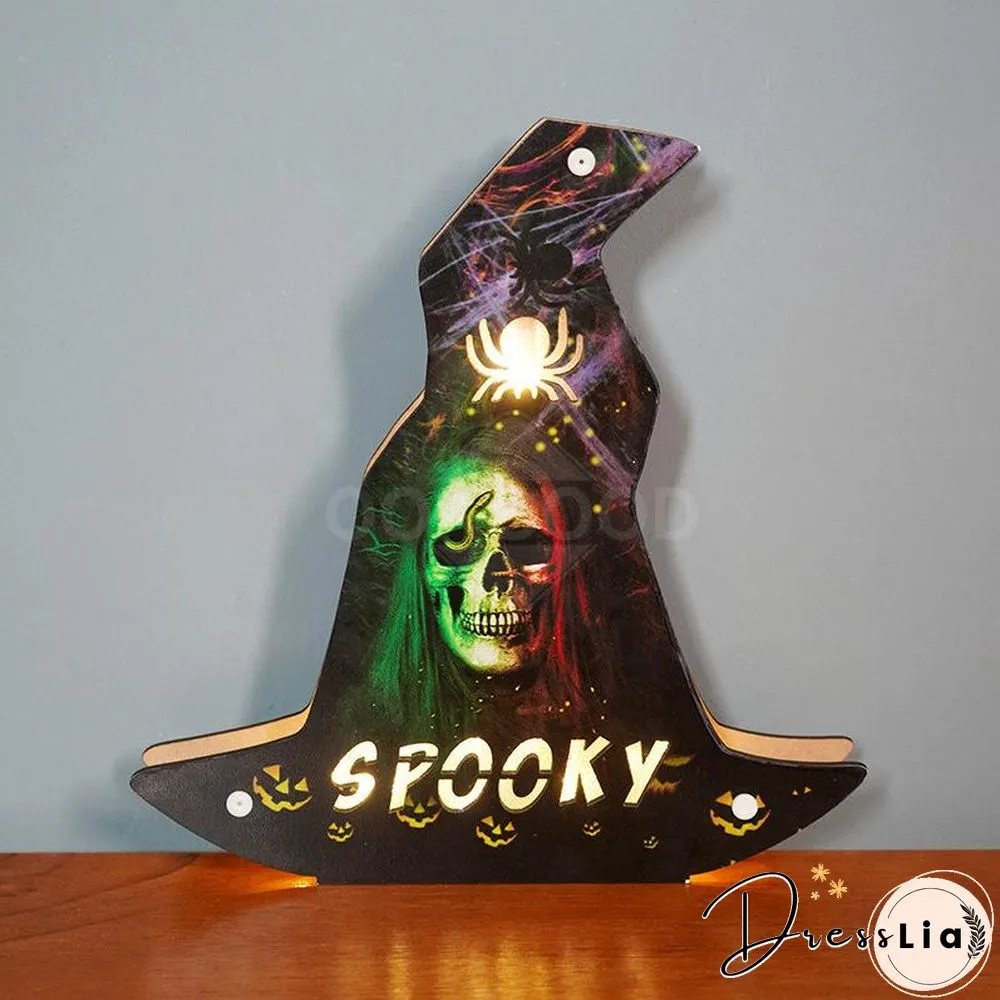 Wooden Halloween Themed LED Light For Holiday Decoration