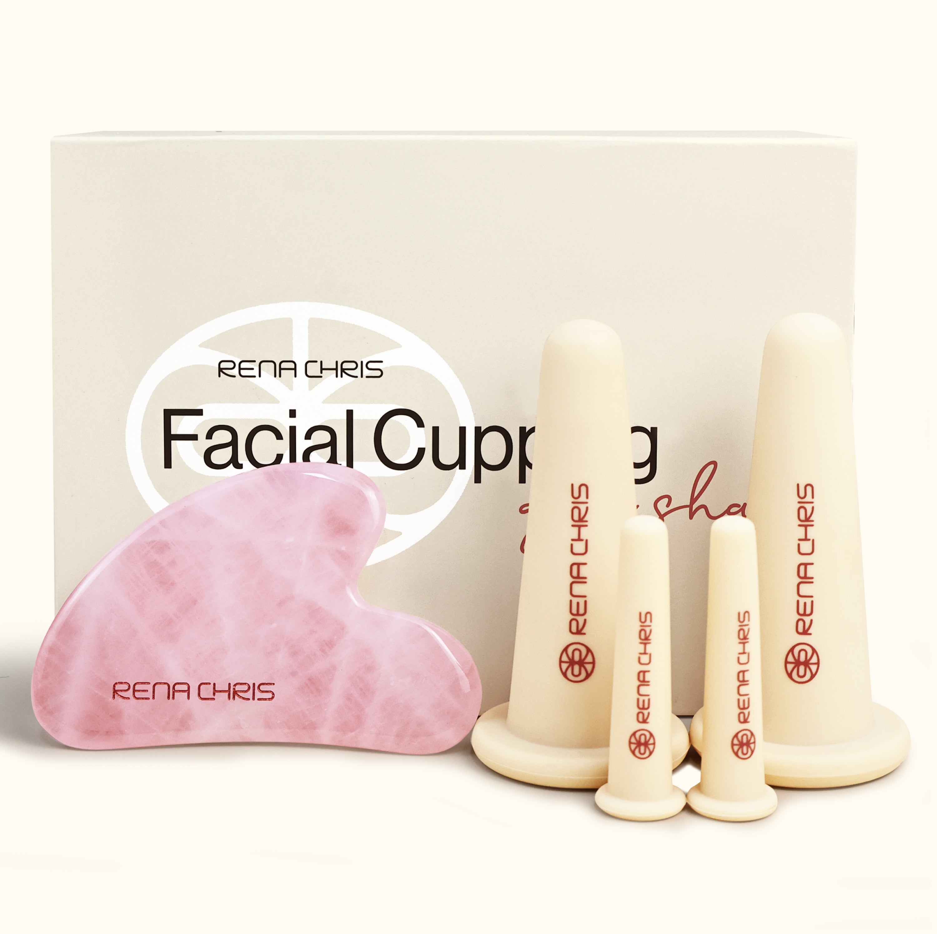 RENA CHRIS Facial Cupping & Rose Quartz Gua Sha Set