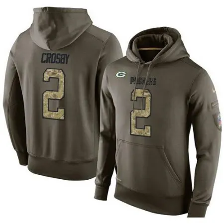 NFL Men's  Green Bay Packers #2 Mason Crosby Stitched Green Olive Salute To Service KO Performance Hoodie