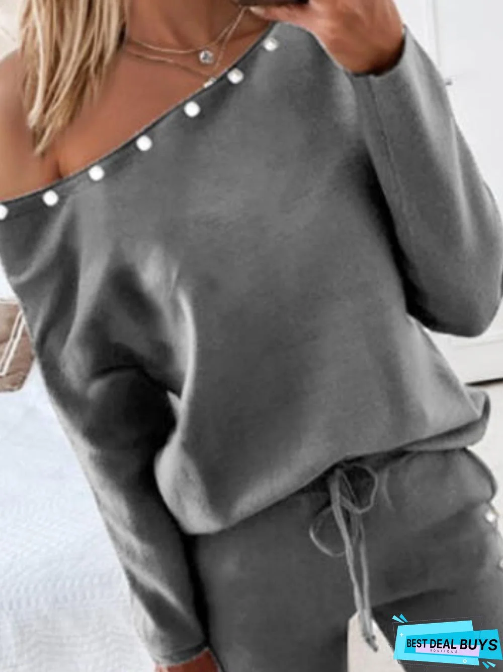 One Shoulder Casual Two Piece Set