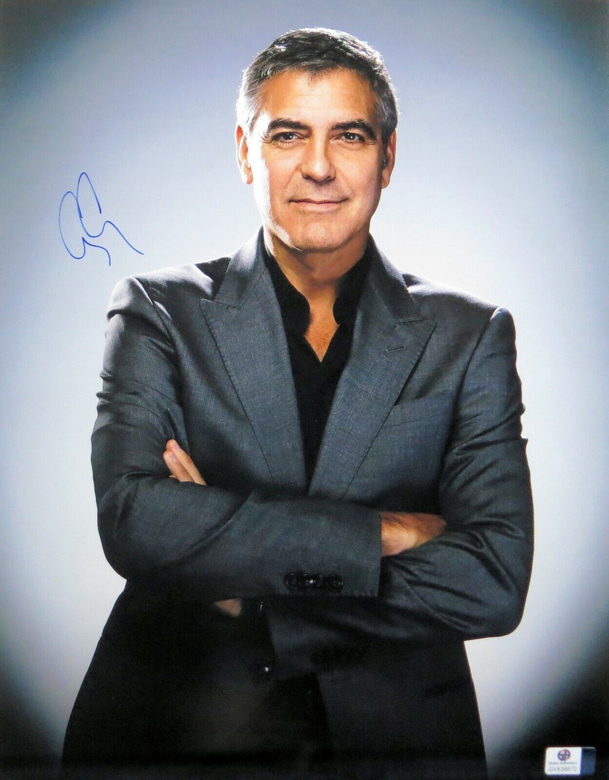 George Clooney Signed Autographed 11X14 Photo Poster painting Sexy Gorgeous Gray Suit GV838872