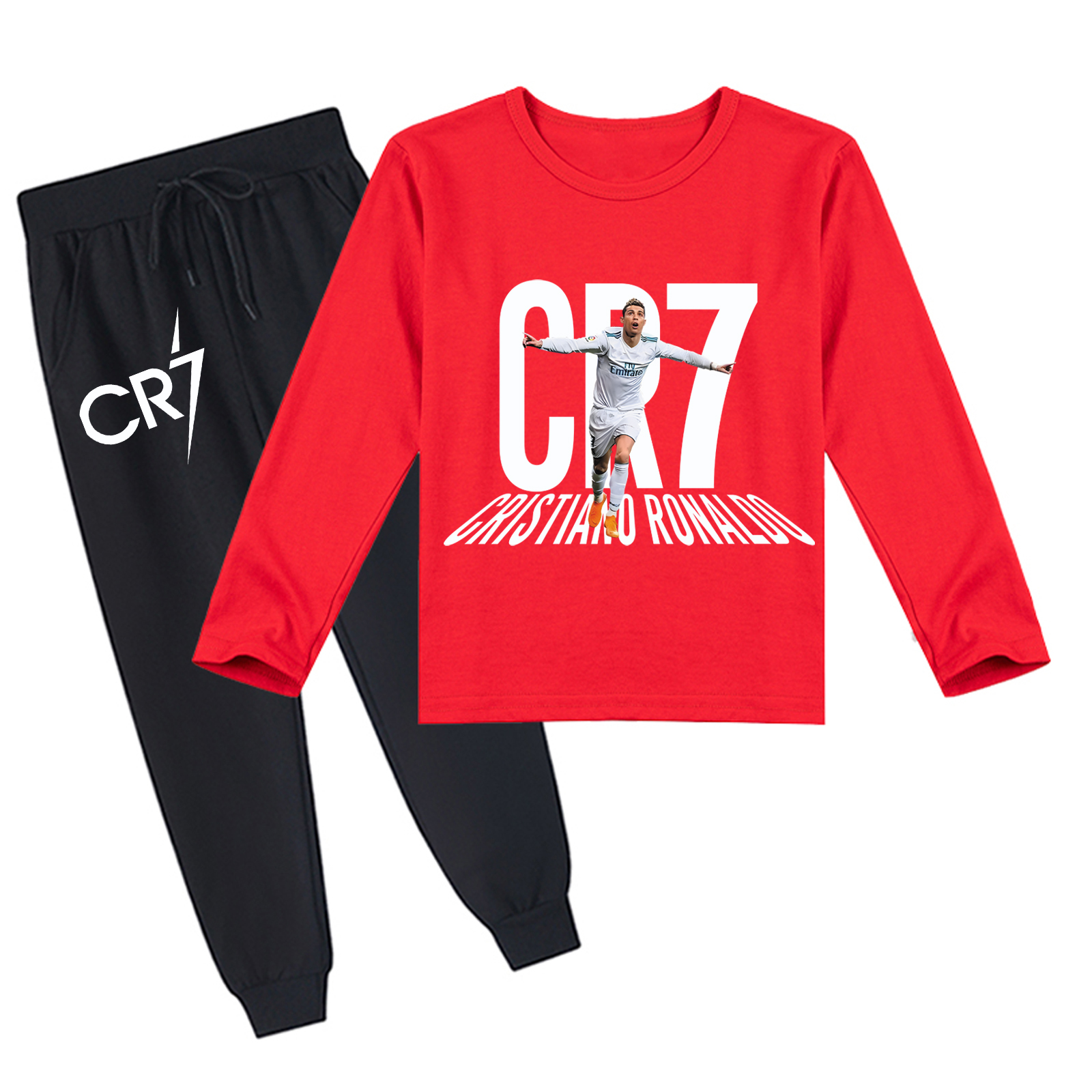 Mayoulove Cristiano Ronaldo Long Sleeve T-Shirt Set for Boys  Girls - Cool Soccer Apparel, Trendy Sportswear-Mayoulove