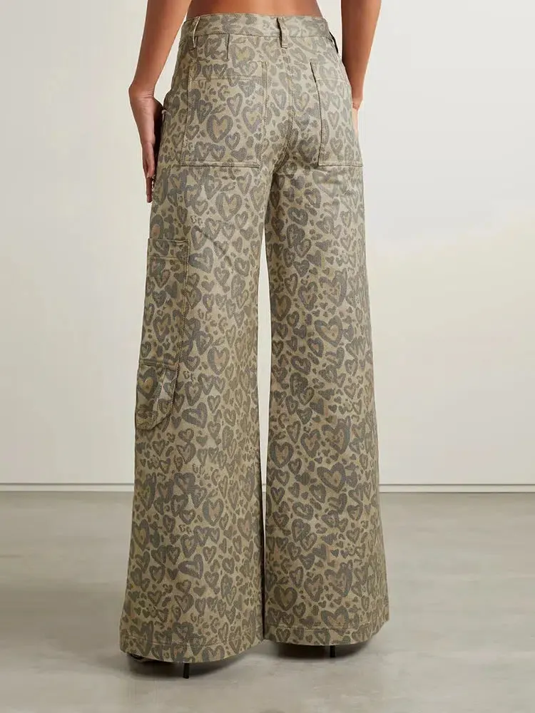 Brownm Leopard Embellished Cut Out Pants