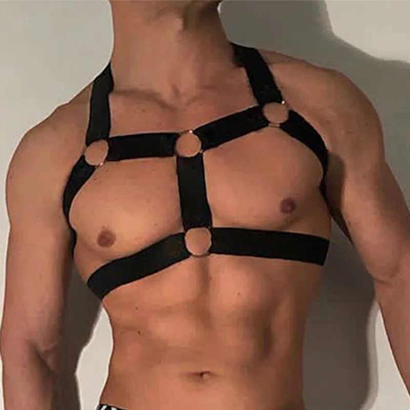 Aonga  Men's  Harness Exotic BDSM Bondage Lingerie Body Chest Shoulder Hater Fetish Costume Club Nightwear Adult