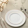 10 Pack | 10" Très Chic Rose Gold Rim White Plastic Dinner Plates, Disposable Party Plates