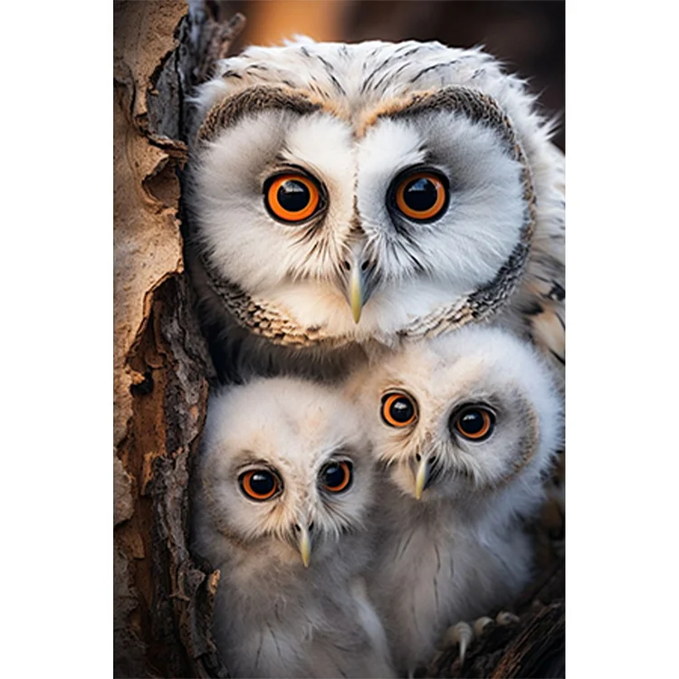 Mother Owl and Baby Owl - Full Round - Diamond Painting (30*45cm)