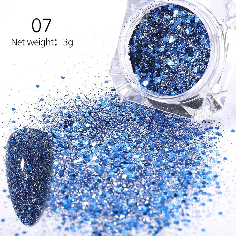 1g Glitter Nail Sequins iridescent Powder Shining Irregular 3D Hexagon Colorful Sequins Summer Popular DIY Nail Art Decoration-Nail Inspo