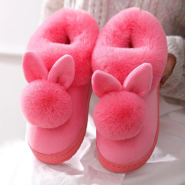 Winter Warm Faux Fur Bunny Slippers