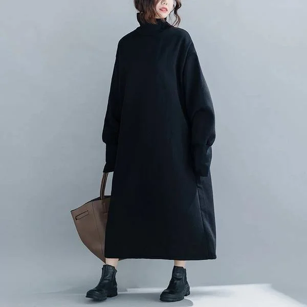 long sleeve plus size cotton vintage for women casual loose autumn winter sweatshirt dress