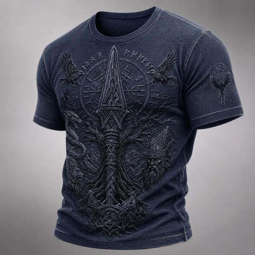 Norse Mythology Viking-Print Men's Casual Top