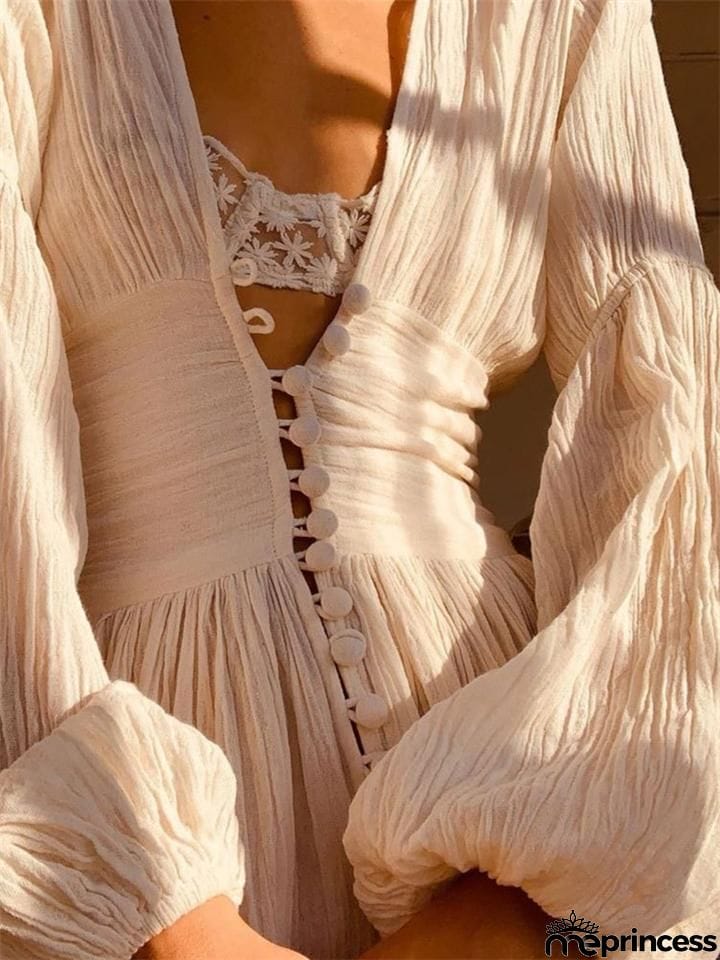 French Style Long Sleeve Maxi Dress