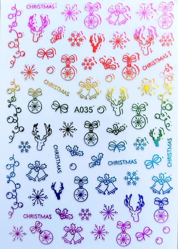 Merry Christmas Nail Art Decals Decoration Self Adhesive Nail Art Stickers Manicure Design White Snow Sticker for Nail Design-Nail Inspo