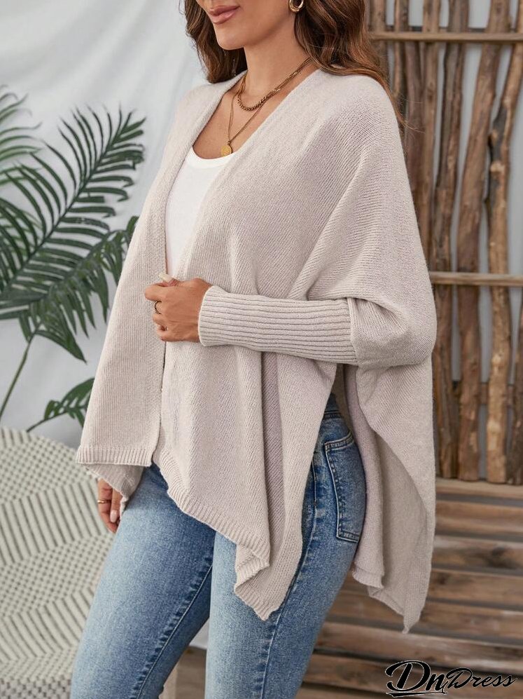Women's Solid Color Minimalist Long Sleeve Open Front Cardigan, Casual Daily Wear