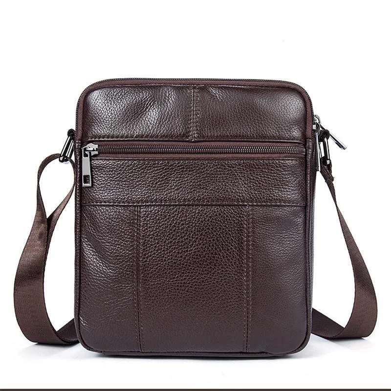 Mens Fashion Messenger Bags Classic Leather Business Crossbody Packs