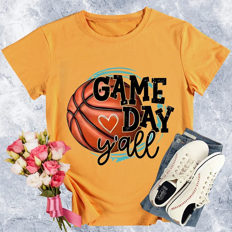 Basketball Game Day Y'all Round Neck T-shirt