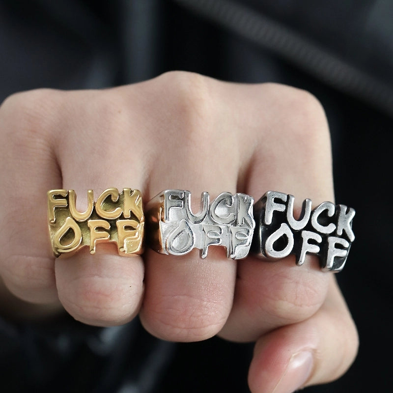 Hip-Hop Letter Titanium Steel Polishing Men's Rings