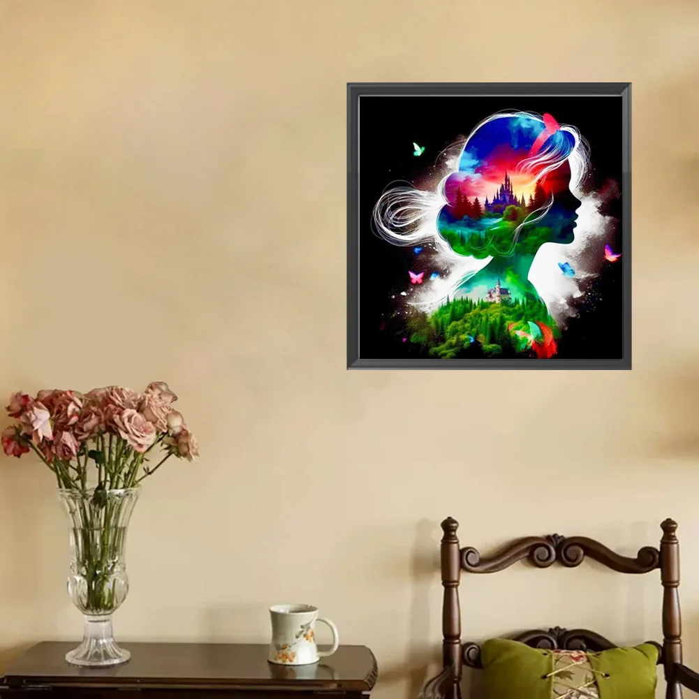 Diamond Painting - Full Square Drill - Princess Forest Silhouette(Canvas|35*35cm)