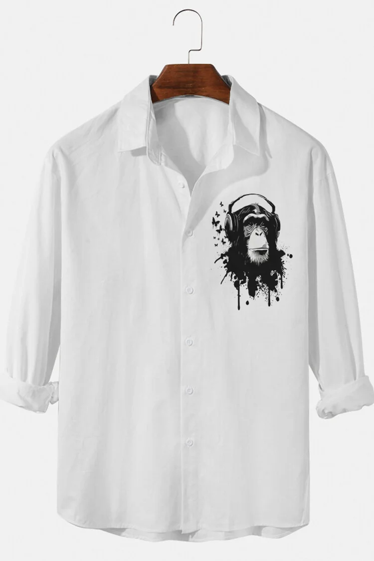 Men's Animal Print Casual Long Sleeve Shirt