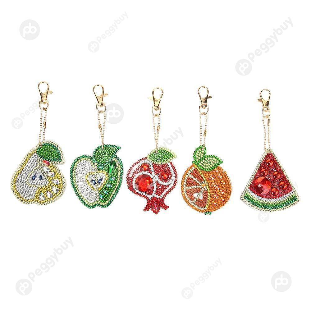 

5pcs Fruits-DIY Creative Diamond Keychain, 501 Original