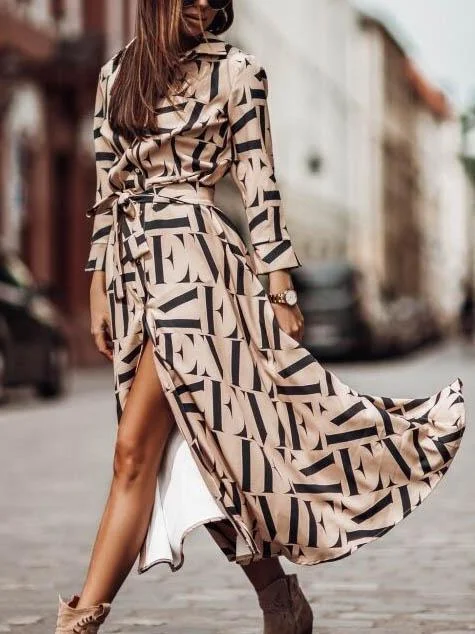 Women Half Sleeve V-neck Solid Color Dress