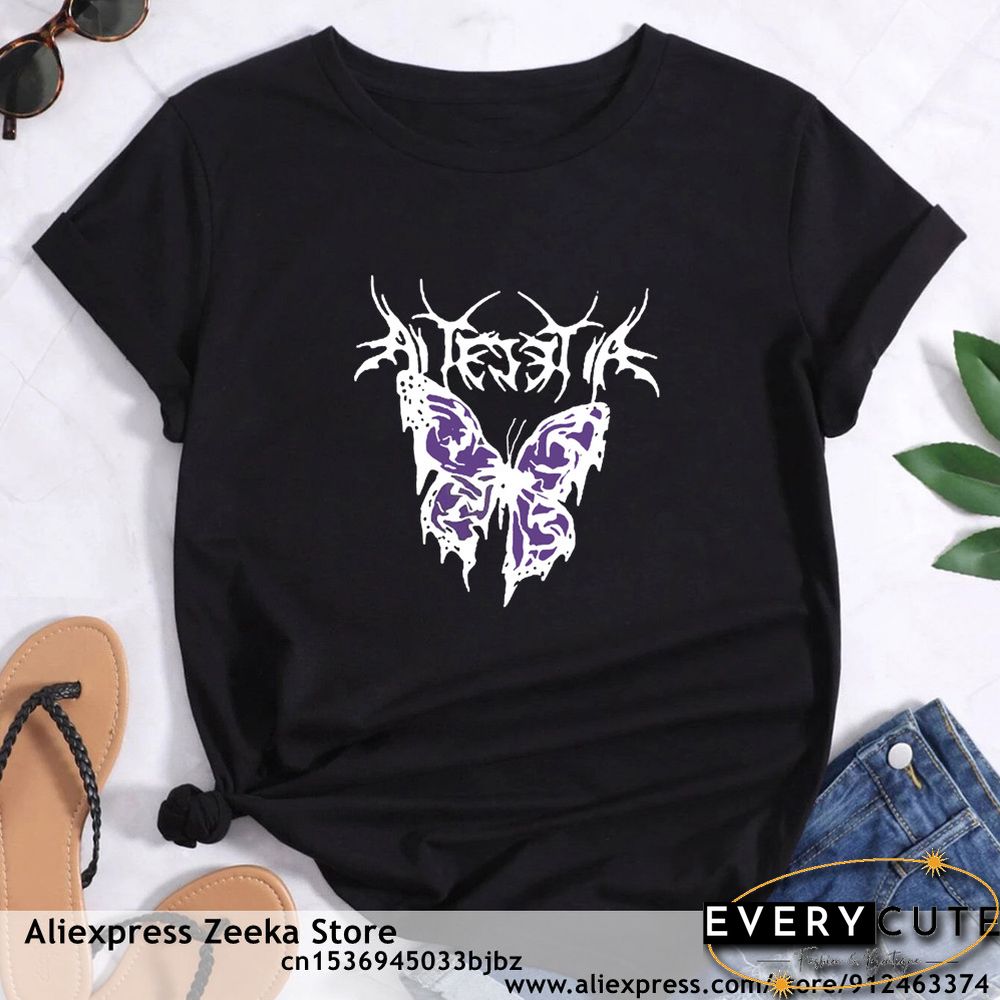 Womens Traveling Fun Print Tee-Shirt for Girls Y2K Harajuku Basics Collar White Shirt