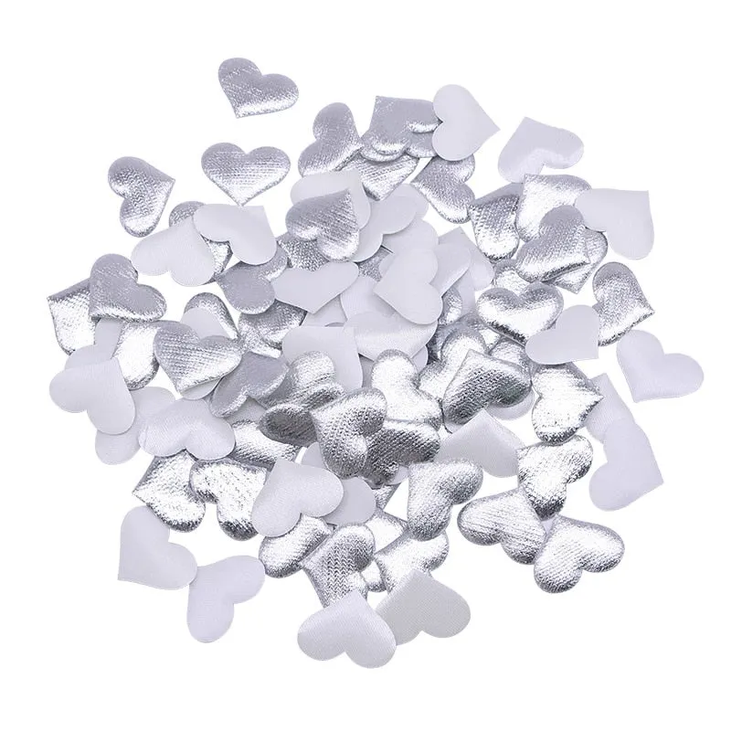 100Pcs 35mm Romantic Sponge Satin Fabric Heart Petals Wedding Confetti Table Bed Heart Petals Wedding Valentine Decoration