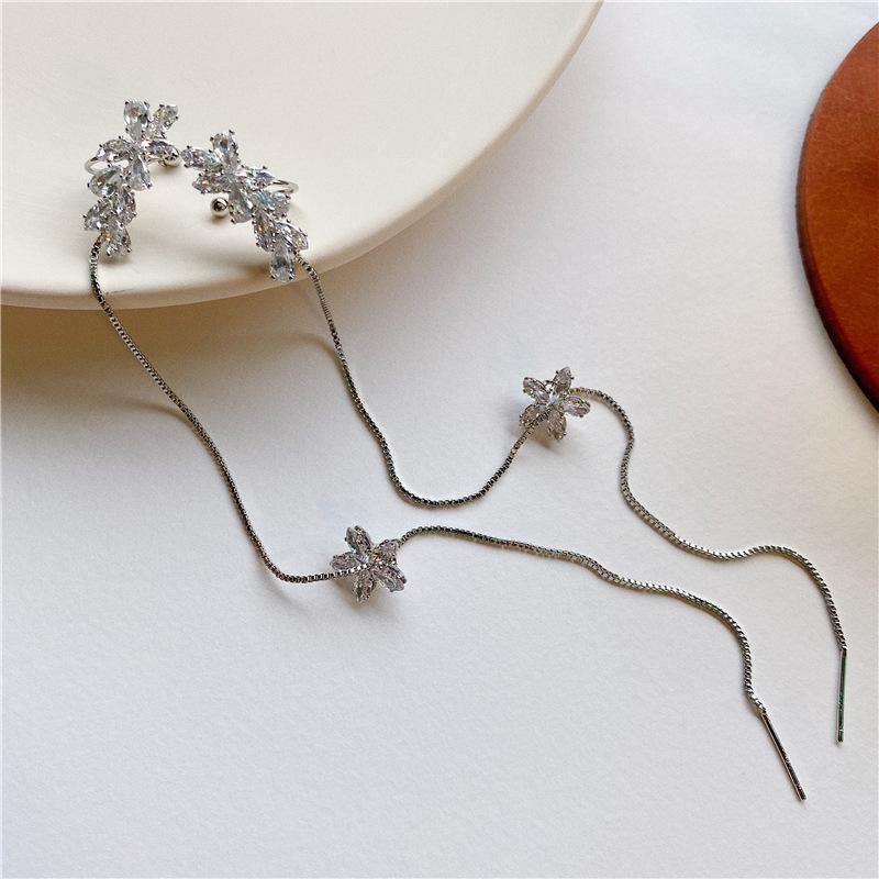 BUY 1 GET 1 FREE - Flower Tassel Bone Clamp Earrings Set