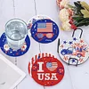 (US Only)8 Pcs Diamond Art Coasters DIY Diamond Painting Coasters Kits (USA Flag)