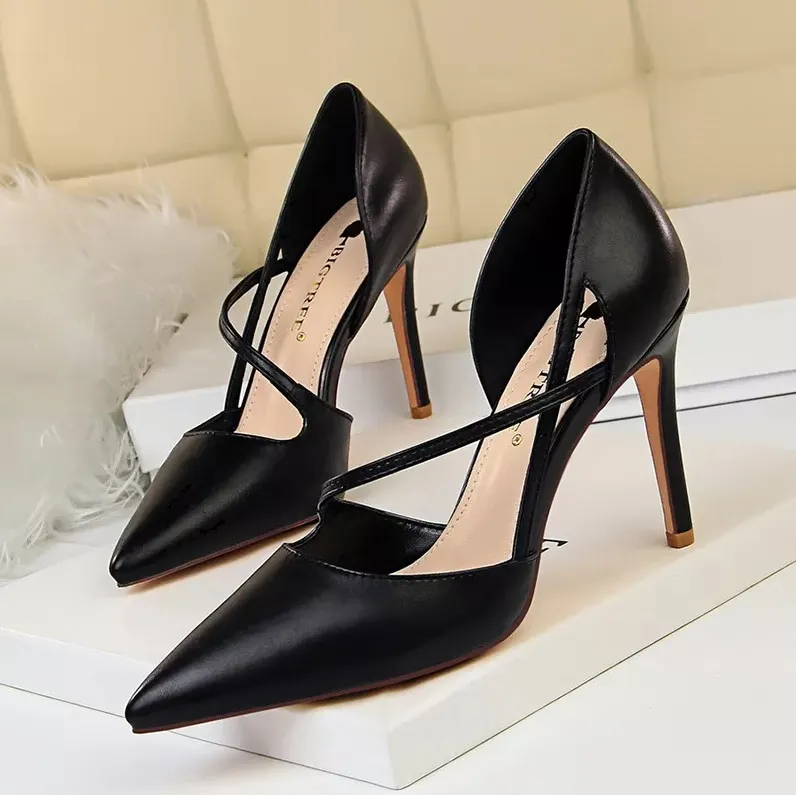 2019 New Summer Luxury Woman Fetish Yellow High Heels Female Classic Strap Blue Sandals Pink Pumps Lady Sexy Shoes 830-1